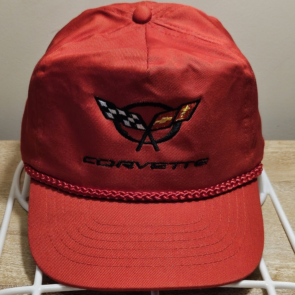 Vintage KC Corvette Flag Logo Snapback Rope Hat Red - OSFA